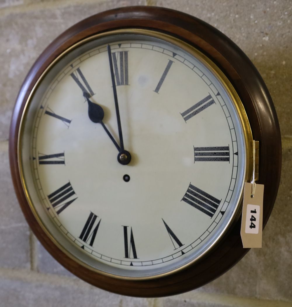 A Victorian mahogany wall dial, 37cm diameter